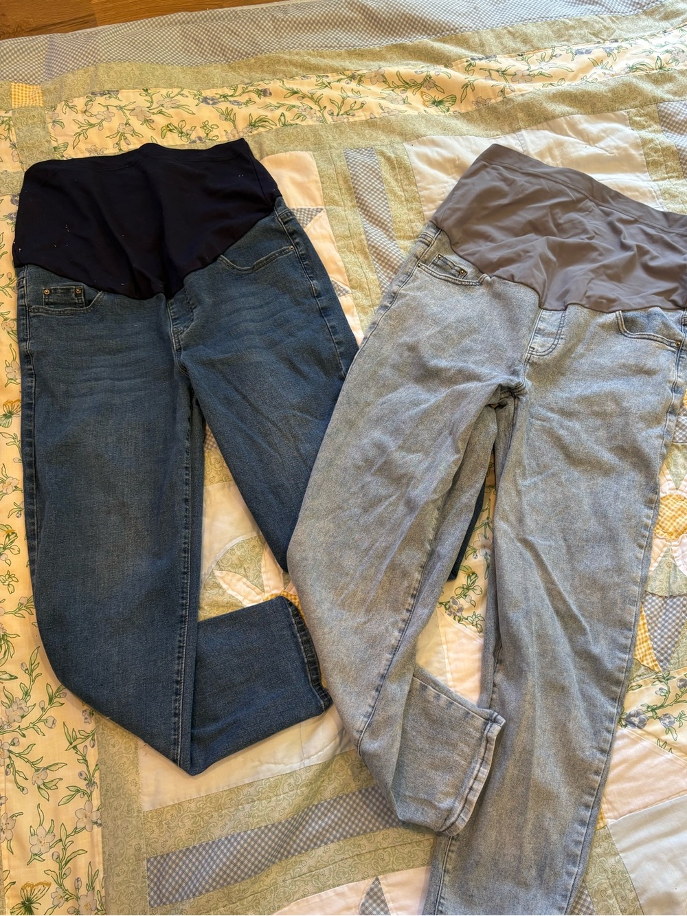 Maternity Jeans Duo - Dark Wash & Light Wash with Stretch Panels